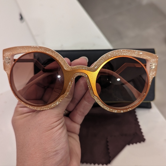 Fendi Metallic Orange/Pink Glitter Paradeyes Sunglasses - Picture 4 of 6
